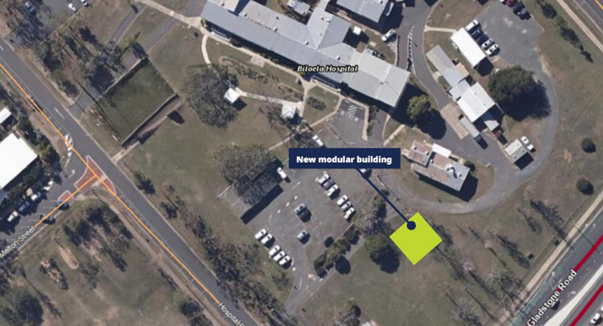 Map of Biloela Hospital showing where the new clinic will go