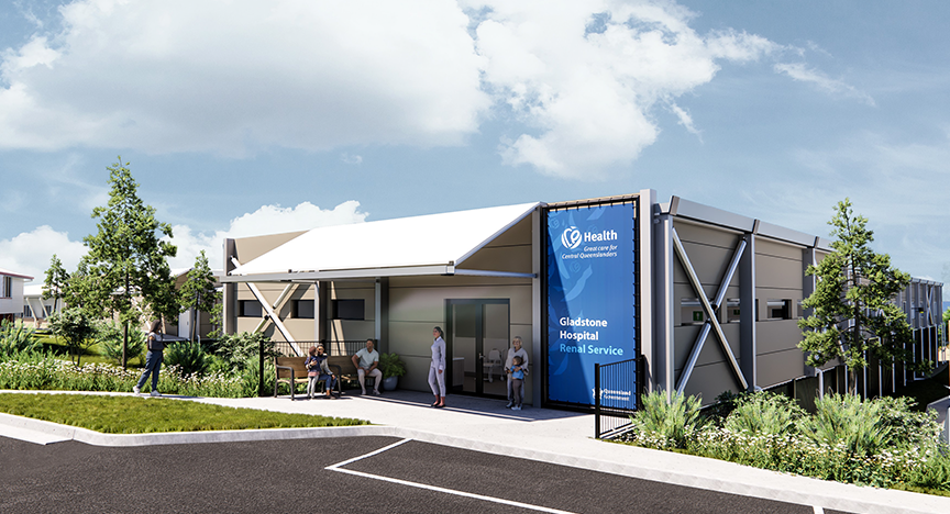 Artist impression of front of modular hospital building draft design