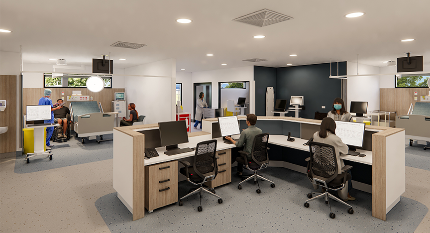 Artist impression of clinical hospital space, showing what High Dependency Unit could look like