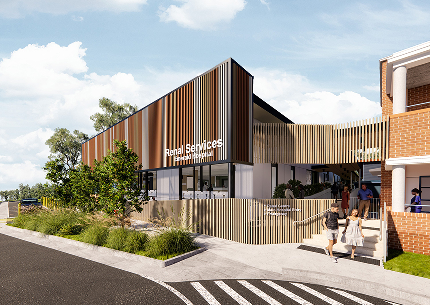 3D rendered artist impression of the planned renal services unit at Emerald Hospital